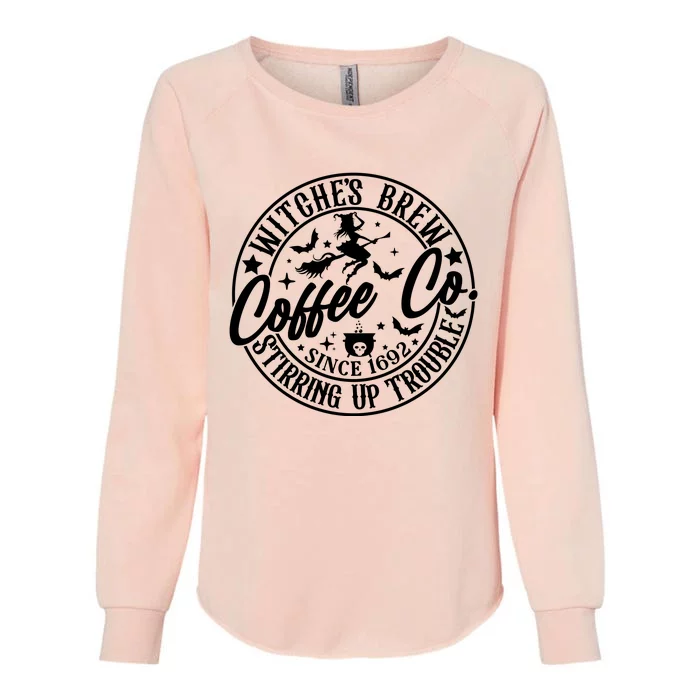 Witches Brew Coffee Halloween Graphic Womens California Wash Sweatshirt