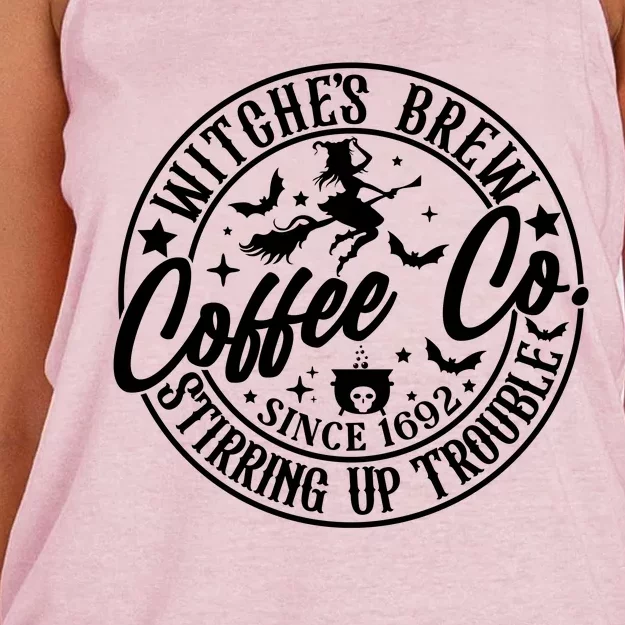 Witches Brew Coffee Halloween Graphic Women's Knotted Racerback Tank