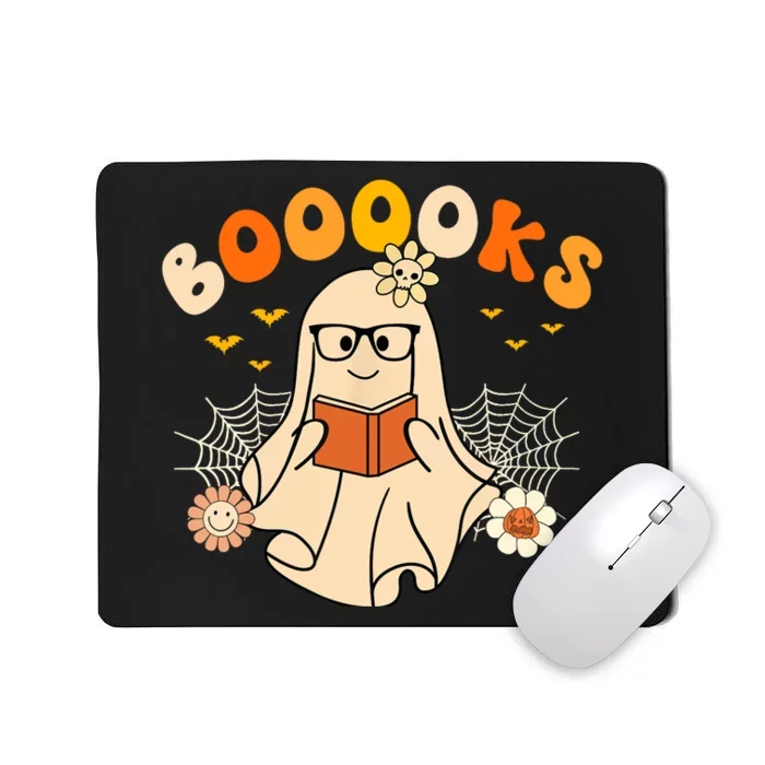 Wo Booooks Cute Ghost Reading Library Books Halloween Mousepad