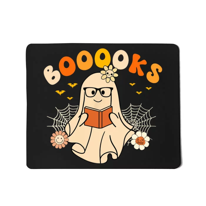 Wo Booooks Cute Ghost Reading Library Books Halloween Mousepad