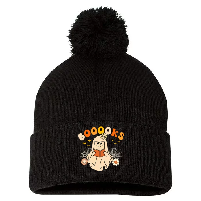 Wo Booooks Cute Ghost Reading Library Books Halloween Pom Pom 12in Knit Beanie