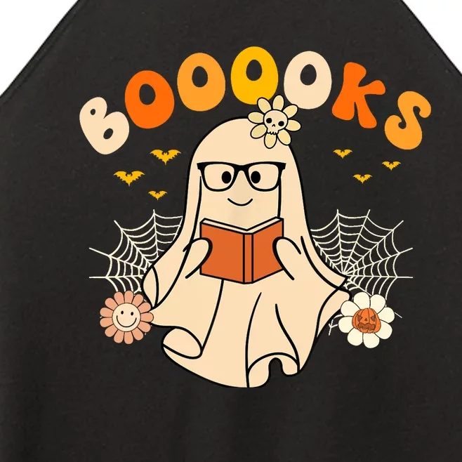 Wo Booooks Cute Ghost Reading Library Books Halloween Women’s Perfect Tri Rocker Tank