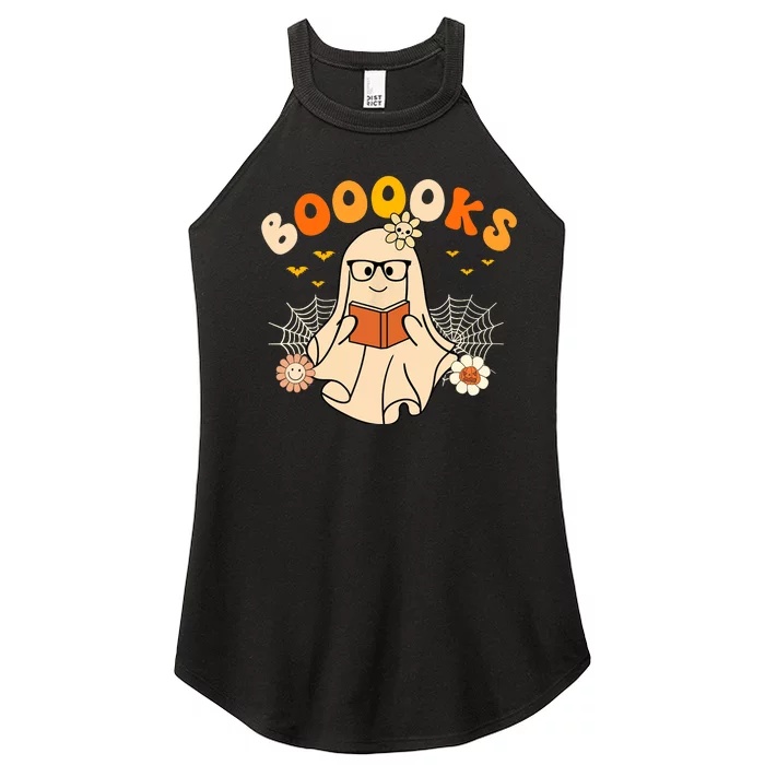 Wo Booooks Cute Ghost Reading Library Books Halloween Women’s Perfect Tri Rocker Tank