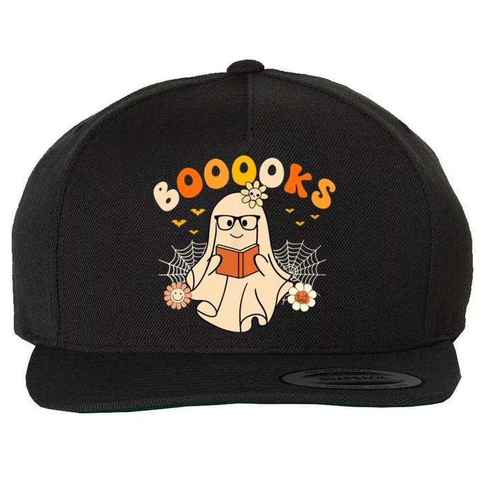 Wo Booooks Cute Ghost Reading Library Books Halloween Wool Snapback Cap