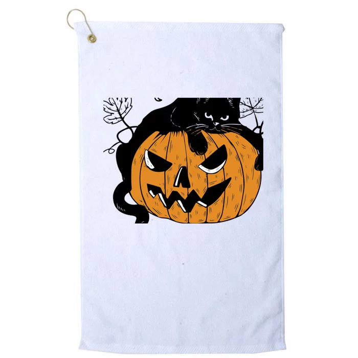 Wo Black Cat on Pumpkin Halloween Cute Platinum Collection Golf Towel