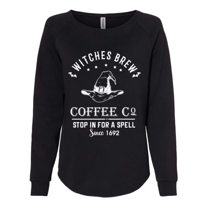 Witches Brew Coffee Co Halloween Stop For A Spell Since 1692 Womens California Wash Sweatshirt