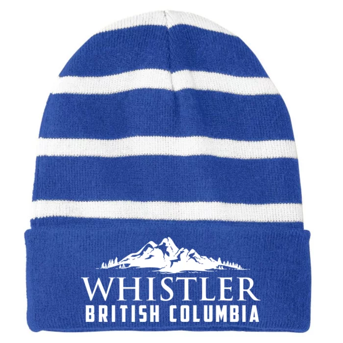 Whistler British Columbia Canada Skiing Lover Gift Funny Gift Striped Beanie with Solid Band