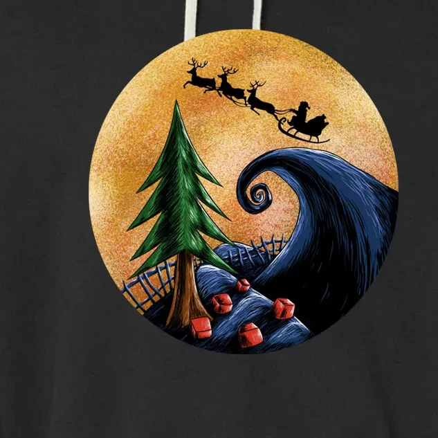 Work Before Christmas Santa's Art Wave Garment-Dyed Fleece Hoodie