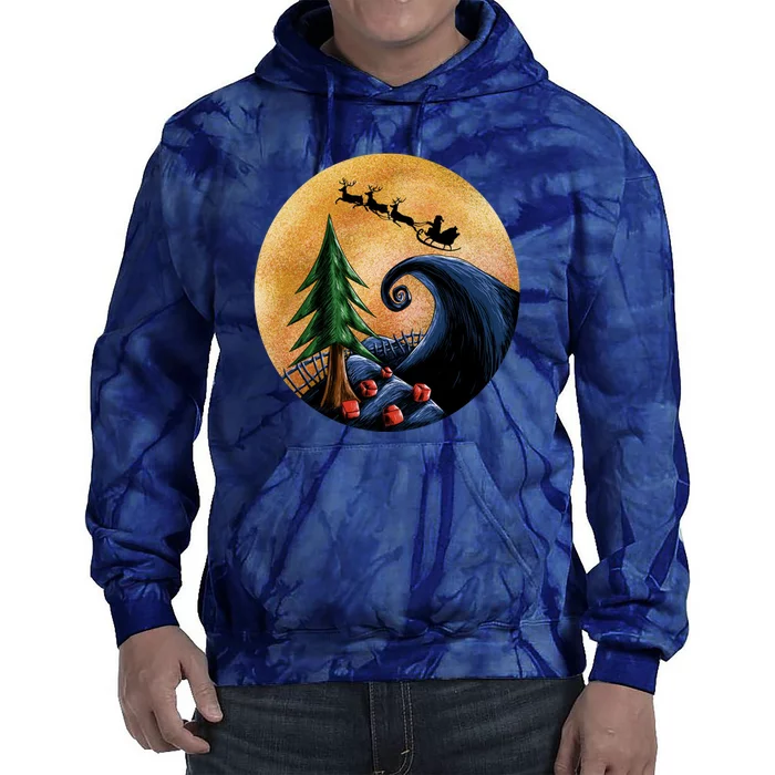 Work Before Christmas Santa's Art Wave Tie Dye Hoodie