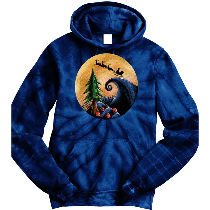 Work Before Christmas Santa's Art Wave Tie Dye Hoodie