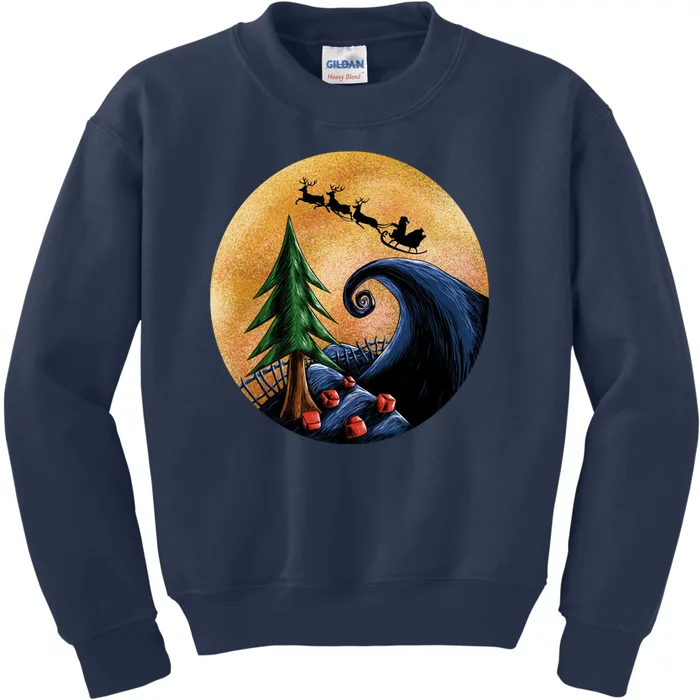 Work Before Christmas Santa's Art Wave Kids Sweatshirt