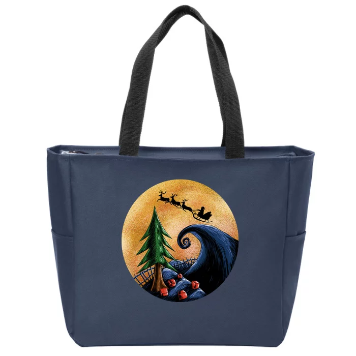 Work Before Christmas Santa's Art Wave Zip Tote Bag