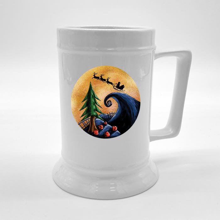 Work Before Christmas Santa's Art Wave Front & Back Beer Stein