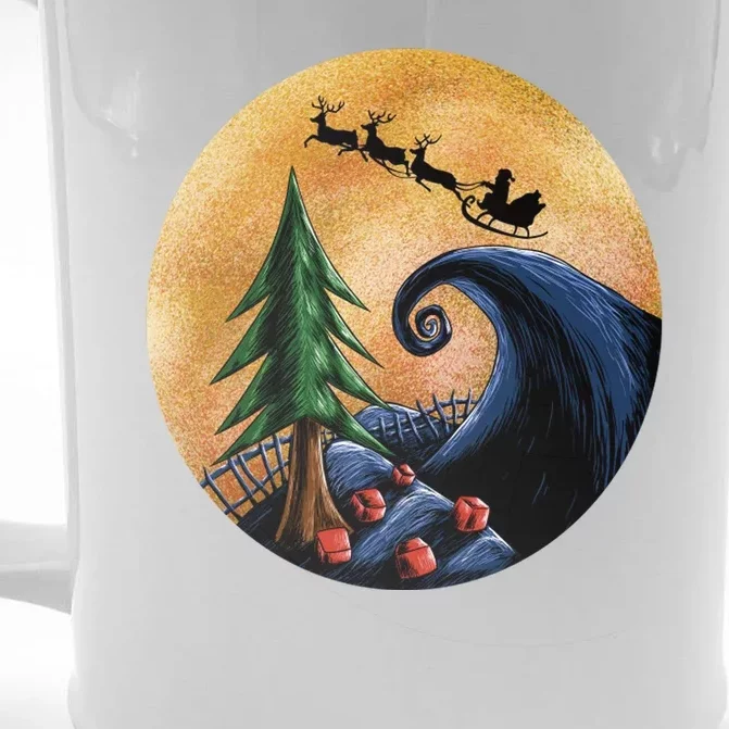 Work Before Christmas Santa's Art Wave Front & Back Beer Stein