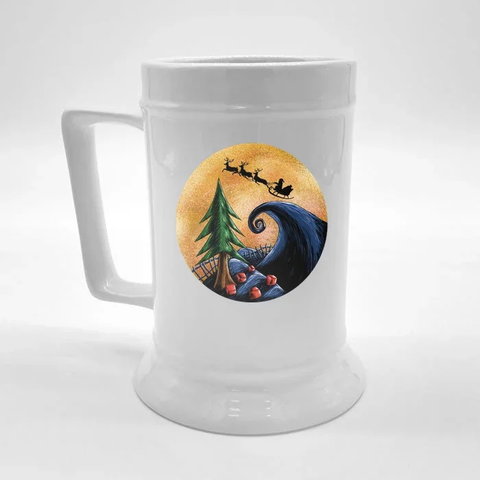 Work Before Christmas Santa's Art Wave Front & Back Beer Stein