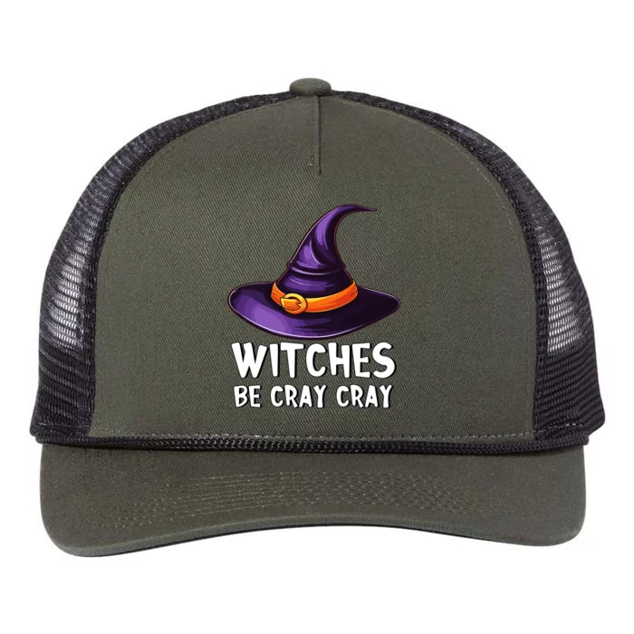 Witches Be Cray Cray Funny Witch Hat Halloween Crazy Witch Gift Retro Rope Trucker Hat Cap