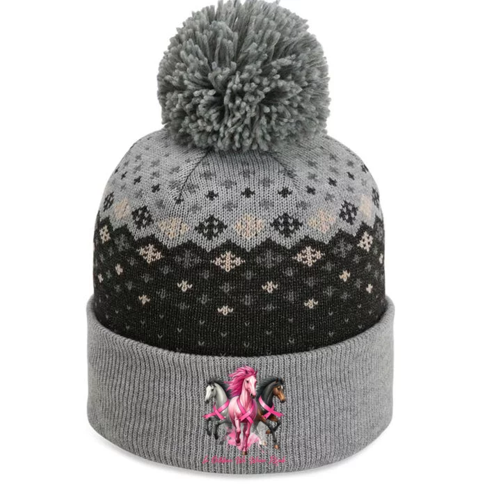 Women Breast Cancer Awareness In October We Wear Pin.K Horse Gift The Baniff Cuffed Pom Beanie