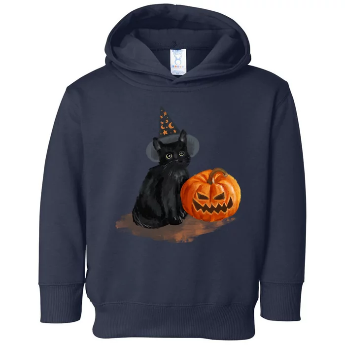 Witch Black Cat Pumpkin Halloween Toddler Hoodie