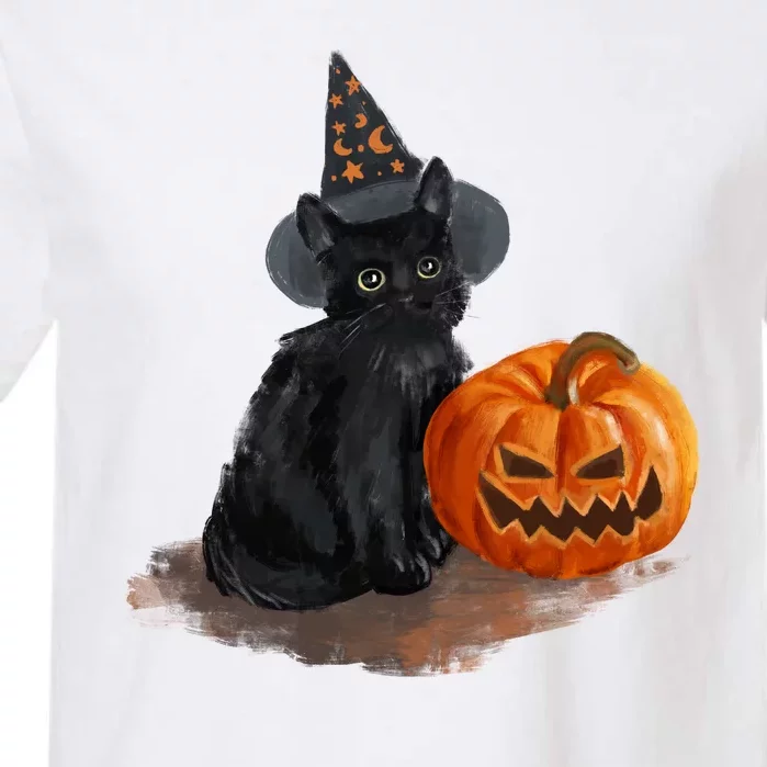 Witch Black Cat Pumpkin Halloween Garment-Dyed Heavyweight T-Shirt