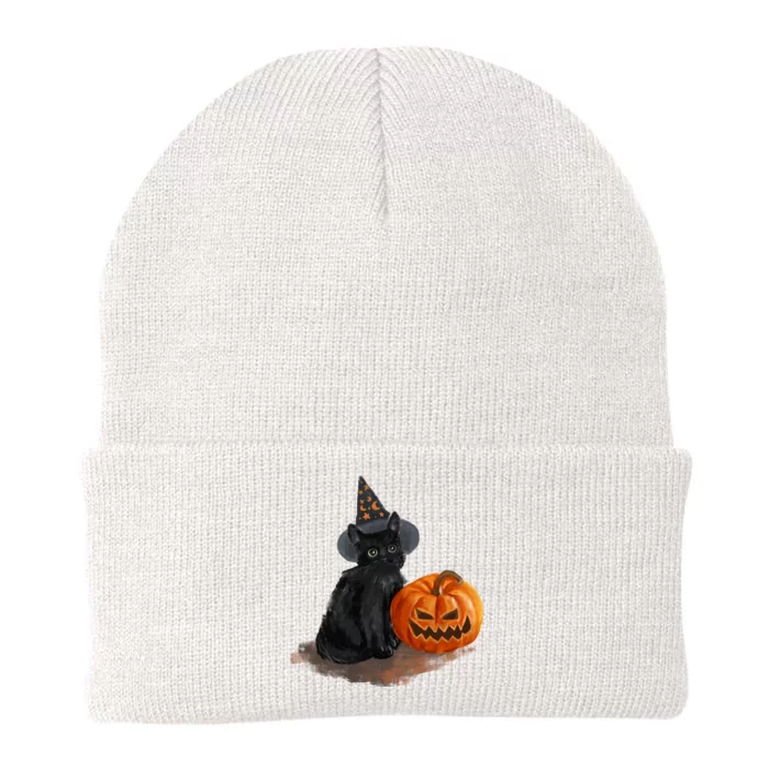 Witch Black Cat Pumpkin Halloween Knit Cap Winter Beanie