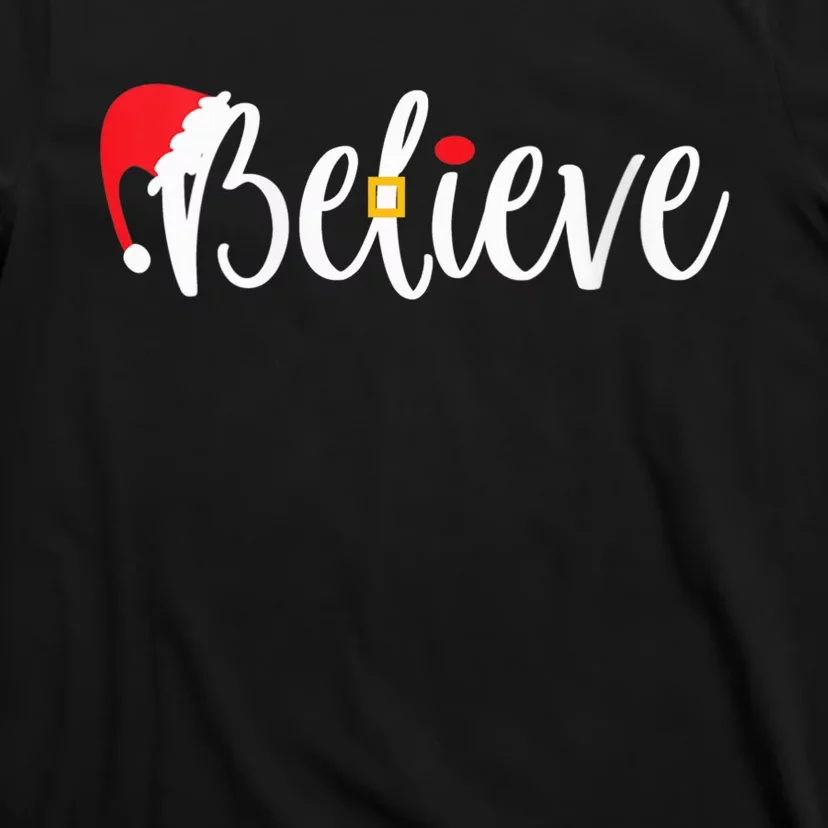 Wo Believe Christmas Shirt Believe Santa V-Neck T-Shirt