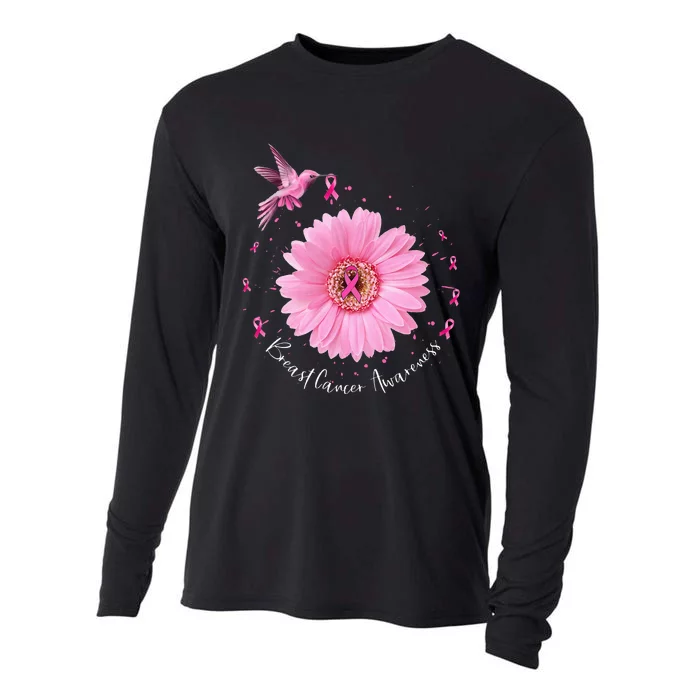 Warrior Breast Cancer Awareness Month Pink Ribbon Cooling Performance Long Sleeve Crew