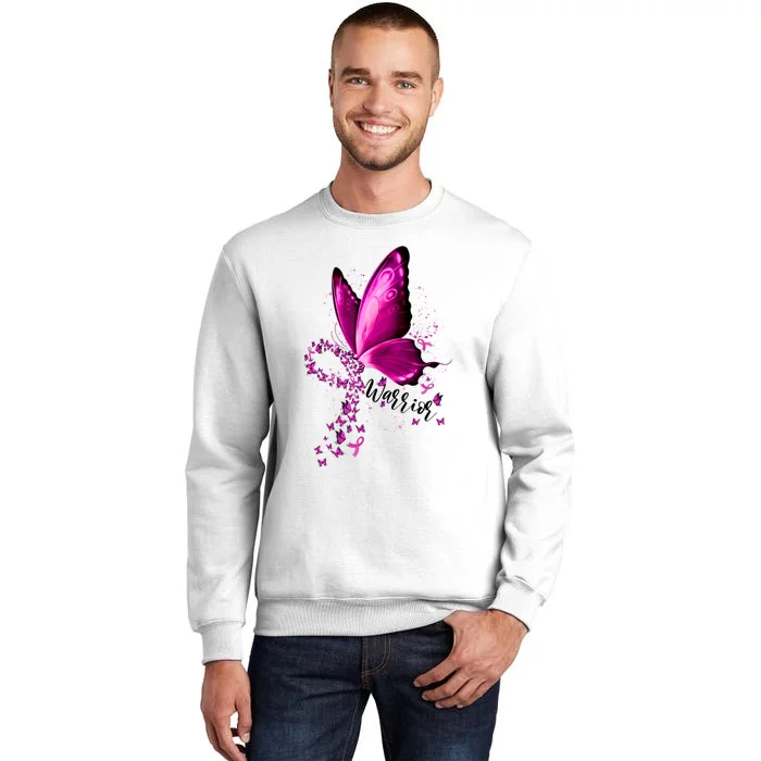 Warrior Breast Cancer Awareness Pink Ribbons Butterfly Sweatshirt