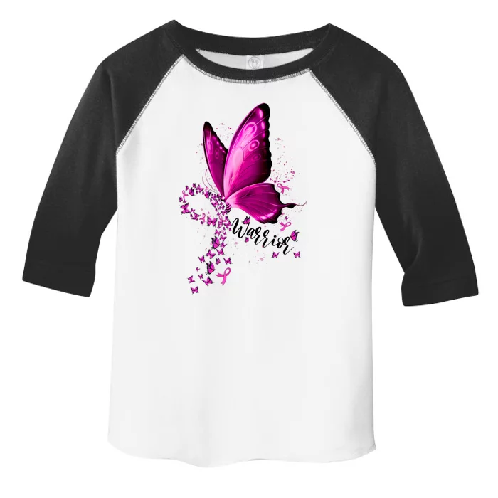 Warrior Breast Cancer Awareness Pink Ribbons Butterfly Toddler Fine Jersey T-Shirt