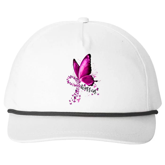 Warrior Breast Cancer Awareness Pink Ribbons Butterfly Snapback Five-Panel Rope Hat