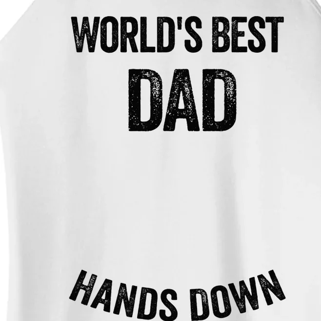 Worlds Best Dad Hands Down Make A Handprint Women’s Perfect Tri Rocker Tank