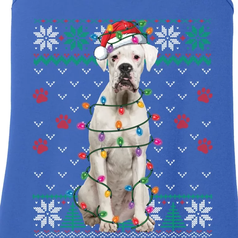 White Boxer Dog Christmas Ugly Sweater Boxer Lover Xmas Gift Ladies Essential Tank