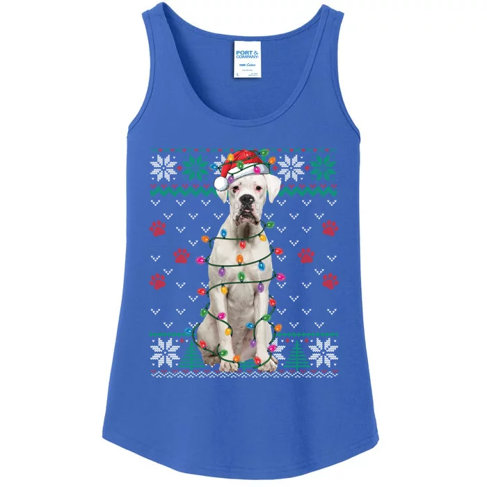 White Boxer Dog Christmas Ugly Sweater Boxer Lover Xmas Gift Ladies Essential Tank