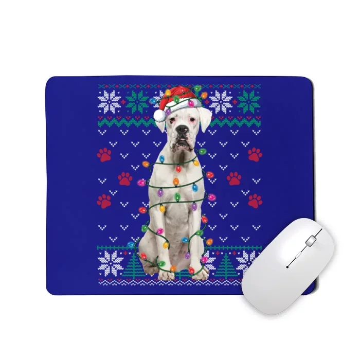 White Boxer Dog Christmas Ugly Sweater Boxer Lover Xmas Gift Mousepad