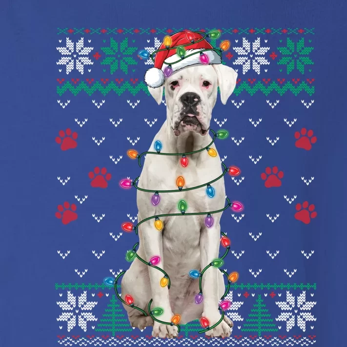 White Boxer Dog Christmas Ugly Sweater Boxer Lover Xmas Gift Toddler Long Sleeve Shirt