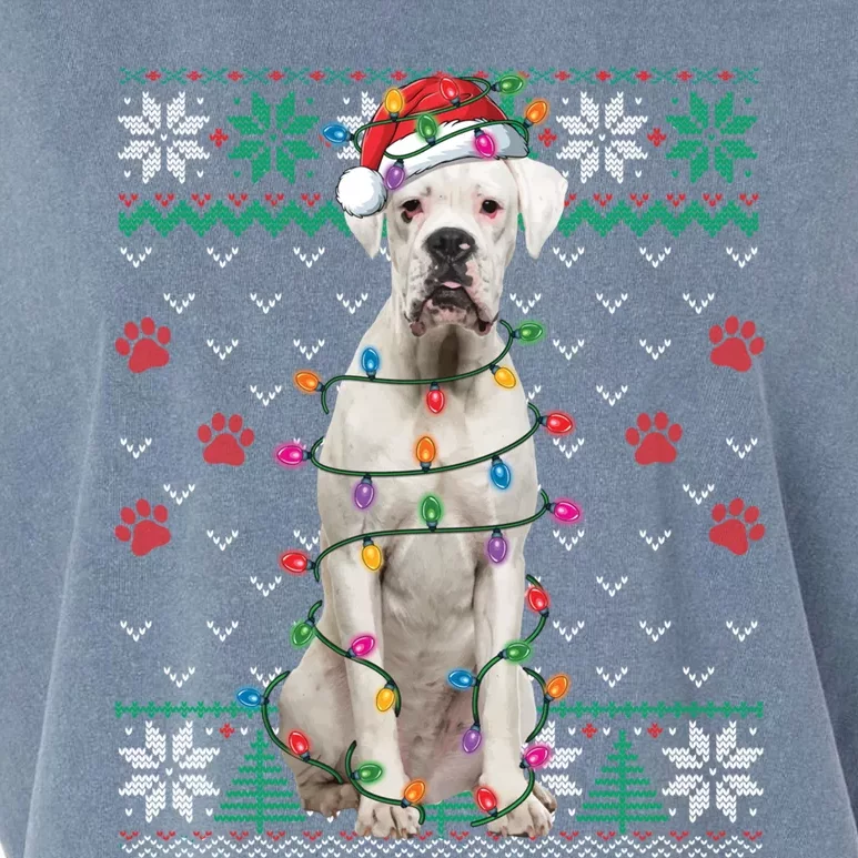 White Boxer Dog Christmas Ugly Sweater Boxer Lover Xmas Gift Garment-Dyed Women's Muscle Tee