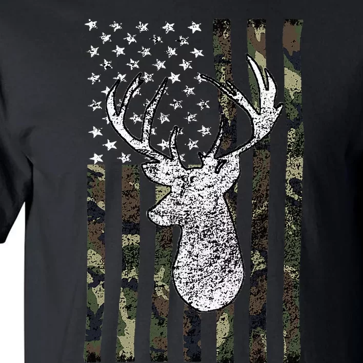 Whitetail Buck Deer Hunting American Camouflage Usa Flag Tall T-Shirt