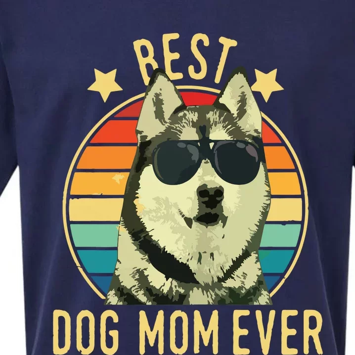 Womens Best Dog Mom Ever Siberian Husky Mothers Day Gift Sueded Cloud Jersey T-Shirt