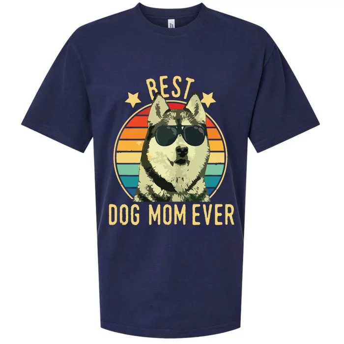 Womens Best Dog Mom Ever Siberian Husky Mothers Day Gift Sueded Cloud Jersey T-Shirt