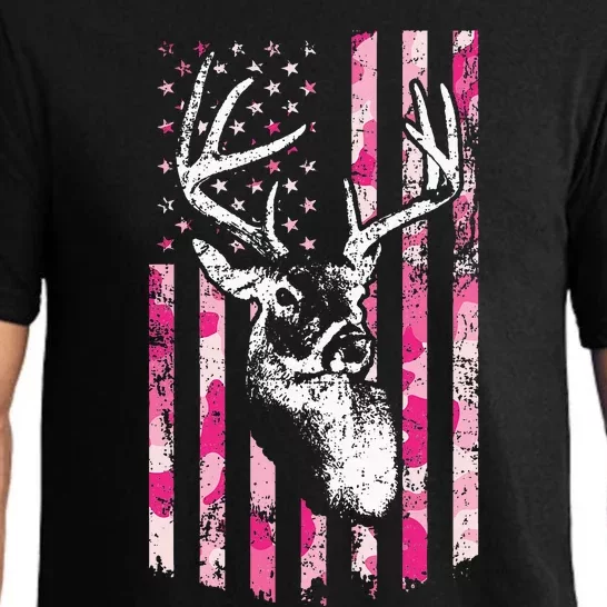 Whitetail Buck Deer Hunting Camo American Flag Pajama Set