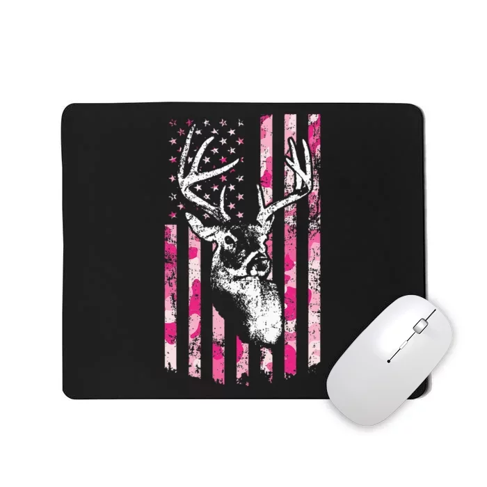 Whitetail Buck Deer Hunting Camo American Flag Mousepad