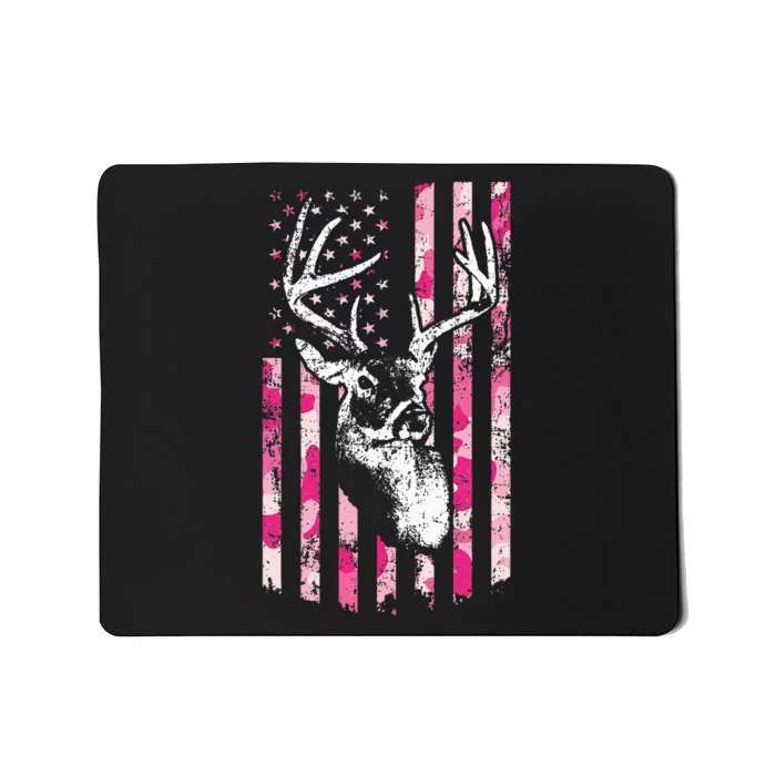 Whitetail Buck Deer Hunting Camo American Flag Mousepad