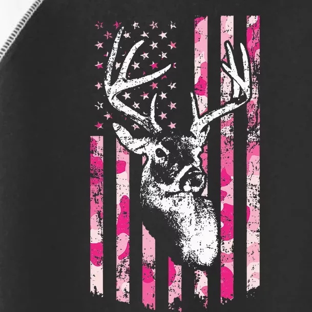 Whitetail Buck Deer Hunting Camo American Flag Toddler Fine Jersey T-Shirt