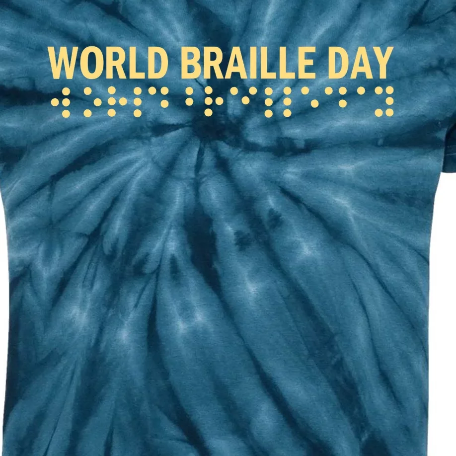 World Braille Day Blind Awareness Solidarity Kids Tie-Dye T-Shirt