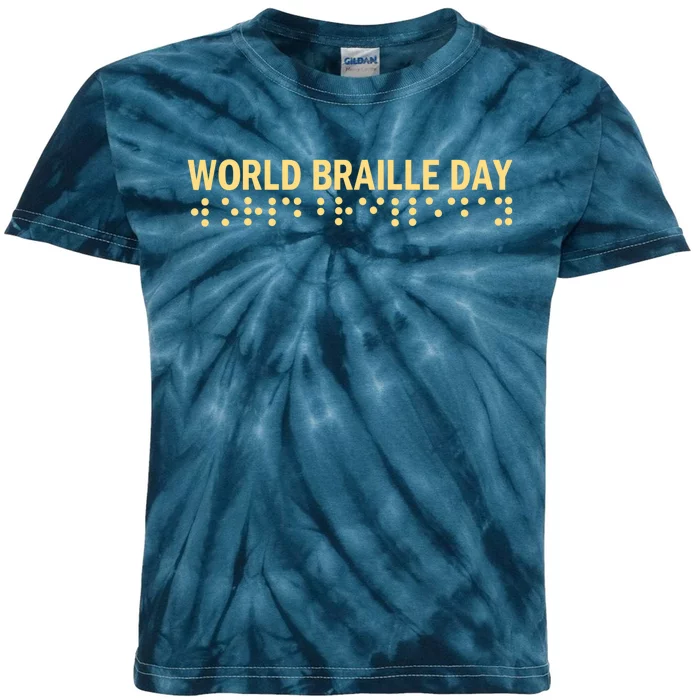 World Braille Day Blind Awareness Solidarity Kids Tie-Dye T-Shirt