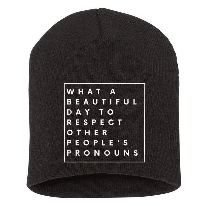 What Beautiful Day To Respect Other Peoples Pronouns LGBT Short Acrylic Beanie