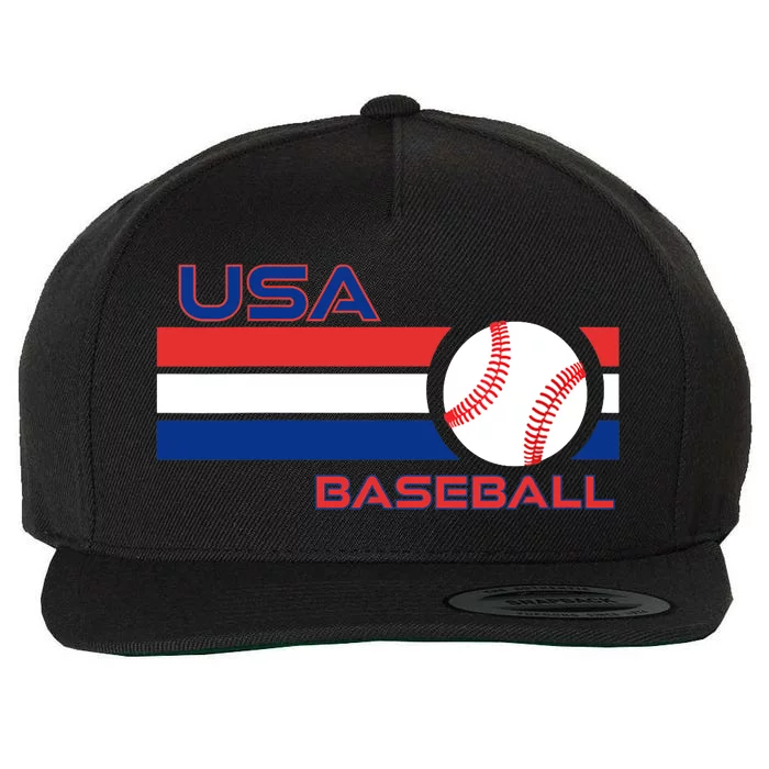 Wo Ball Dad Love USA Professional Baseball American Flag Themed V-Neck Wool Snapback Cap