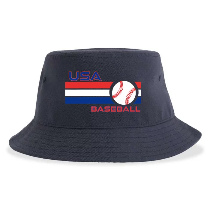 Wo Ball Dad Love USA Professional Baseball American Flag Themed V-Neck Sustainable Bucket Hat