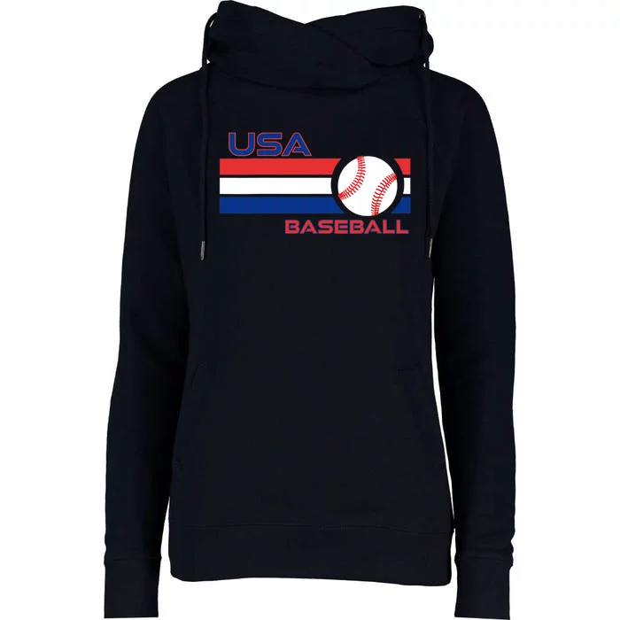 Wo Ball Dad Love USA Professional Baseball American Flag Themed V-Neck Womens Funnel Neck Pullover Hood