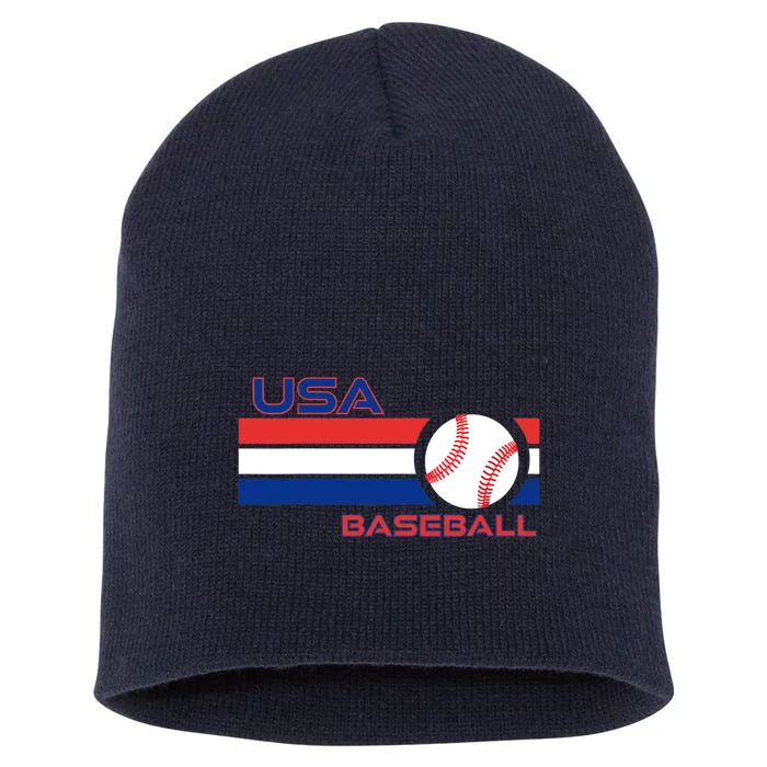 Wo Ball Dad Love USA Professional Baseball American Flag Themed V-Neck Short Acrylic Beanie