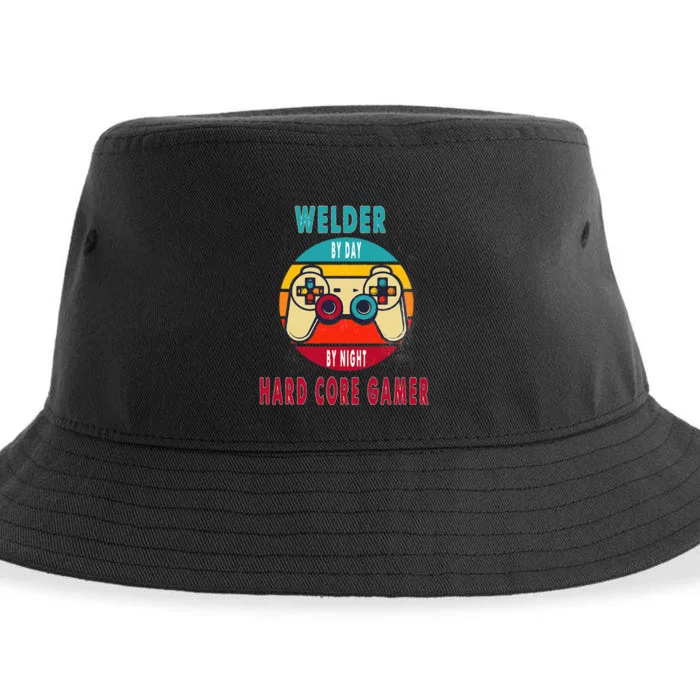 Welder By Day By Night Hard Core Gamer Gaming Gift Sustainable Bucket Hat